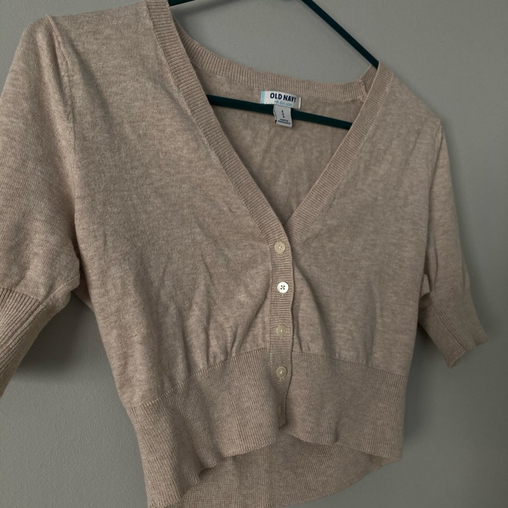 Old navy cropped tan cardigan size s